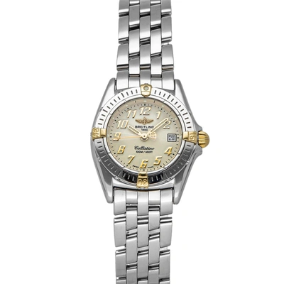 Pre-owned Breitling Ivory 18k Yellow Gold And Stainless Steel Callistino B5234512/a435 Women's Wristwatch 26 Mm In Cream