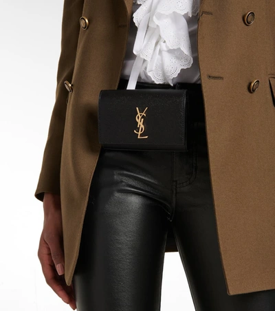 Shop Saint Laurent Kate Leather Belt Bag In Black