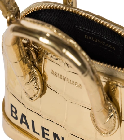 Shop Balenciaga Ville Mini Leather Shoulder Bag In Gold
