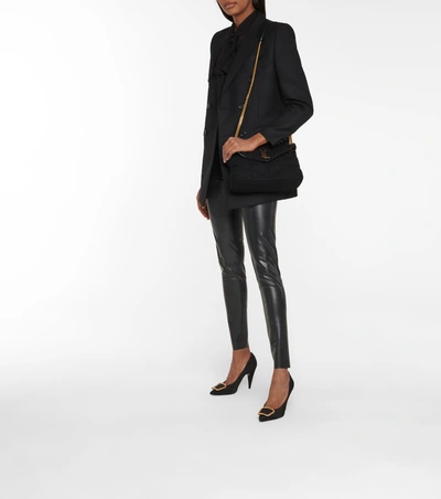 Shop Saint Laurent Loulou Puffer Small Tweed Shoulder Bag In Black