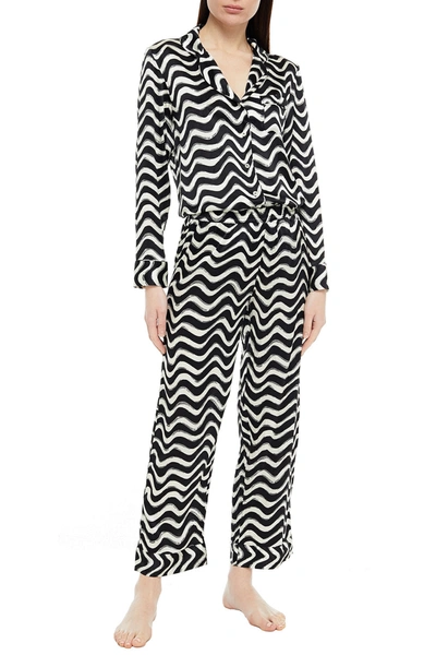 Shop Stella Mccartney Violet Hopping Printed Silk-blend Satin Pajama Top In Black