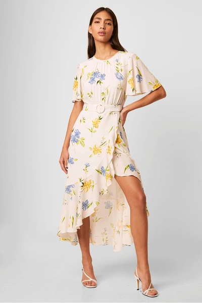 French Connection Emina Drape Cascade Hem Belted Dress In Multi | ModeSens