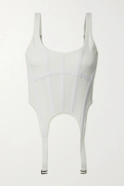 Shop Dion Lee Ribbed Cotton-jersey Bustier Top In Ivory