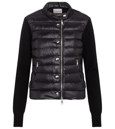 Shop Moncler Quilted Down And Cotton Cardigan In Black