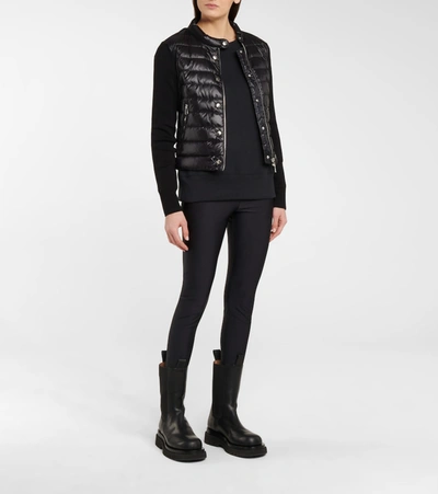 Shop Moncler Quilted Down And Cotton Cardigan In Black
