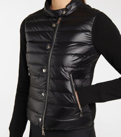 Shop Moncler Quilted Down And Cotton Cardigan In Black