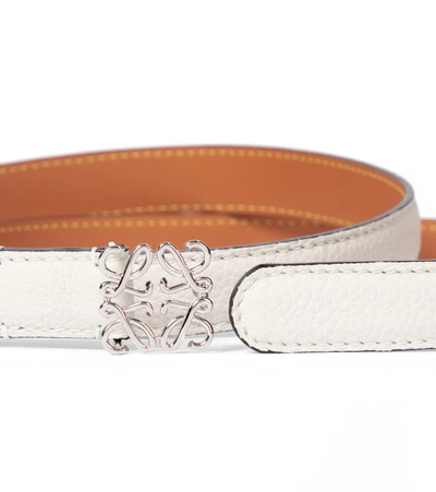 Shop Loewe Anagram Leather Belt In White