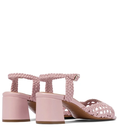 Shop Souliers Martinez Ischia 50 Woven Leather Sandals In Pink