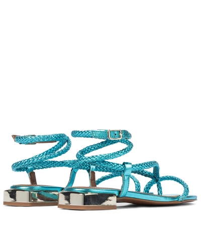 Shop Souliers Martinez Amanecer 40 Woven Sandals In Blue