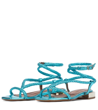 Shop Souliers Martinez Amanecer 40 Woven Sandals In Blue