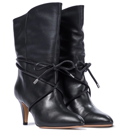 Shop Isabel Marant Lilda Leather Ankle Boots In Black
