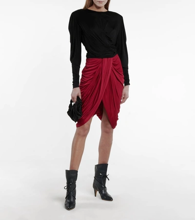 Shop Isabel Marant Dotina Jersey Skirt In Red