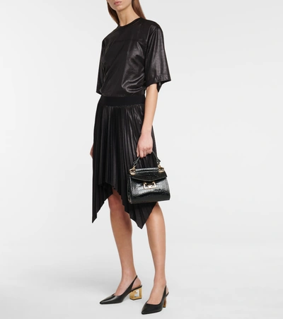 Shop Givenchy Lacquered Pleated T-shirt Dress In Black