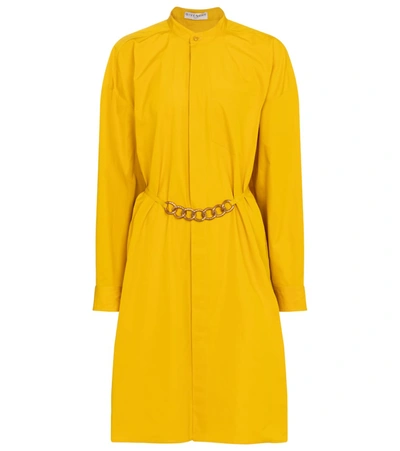Shop Givenchy Embellished Cotton Shirt Dress In Yellow