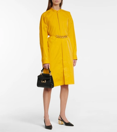 Shop Givenchy Embellished Cotton Shirt Dress In Yellow
