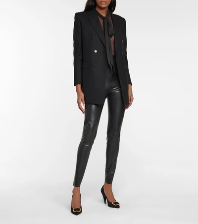 Shop Saint Laurent Neck-tie Silk Georgette Shirt In Black