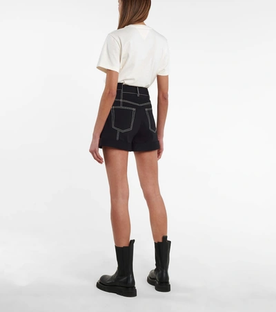 Shop Monse Stretch Cotton-blend Asymmetric Shorts In Black