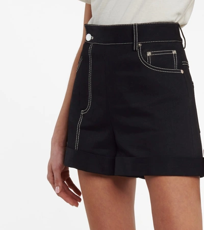Shop Monse Stretch Cotton-blend Asymmetric Shorts In Black