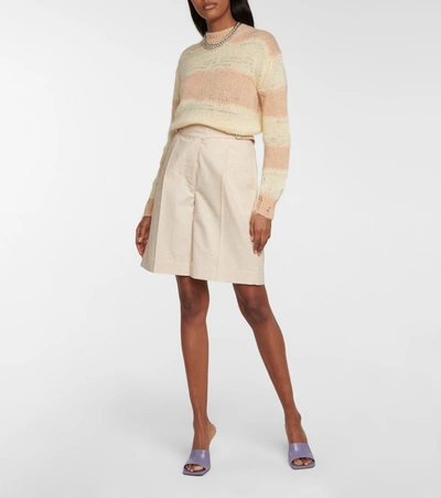 Shop Acne Studios Cotton And Linen Bermuda Shorts In Beige