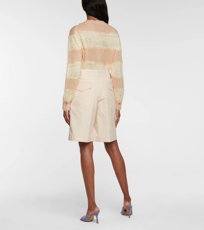 Shop Acne Studios Cotton And Linen Bermuda Shorts In Beige