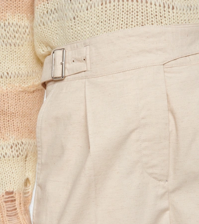 Shop Acne Studios Cotton And Linen Bermuda Shorts In Beige