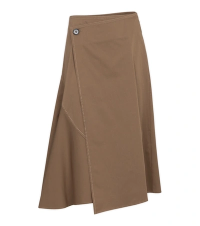 Shop Acne Studios Stretch-cotton Midi Skirt In Brown