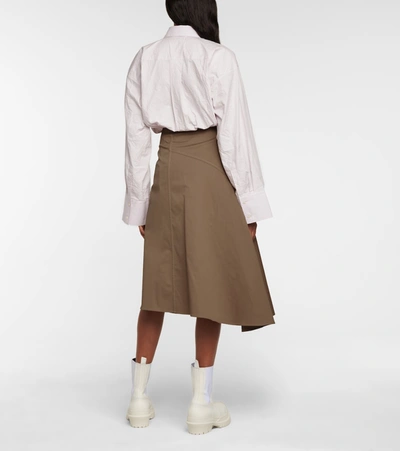 Shop Acne Studios Stretch-cotton Midi Skirt In Brown