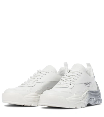 Shop Valentino Gumboy Leather Sneakers In White