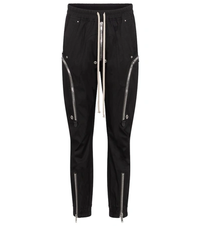 Shop Rick Owens Bauhaus Stretch-cotton Slim Trackpants In Black