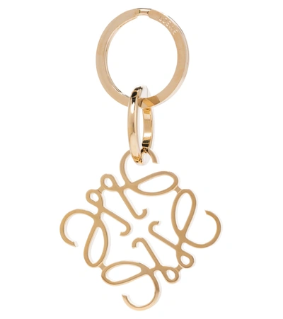 Shop Loewe Anagram Keyring In Gold