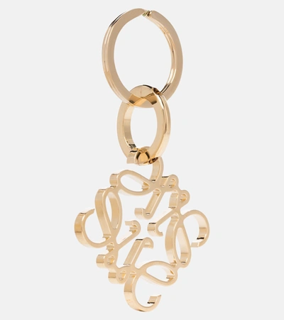 Loewe Anagram Logo-engraved Brass Keyring In Gold