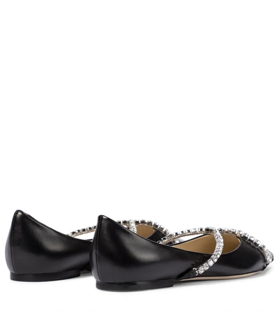 Shop Jimmy Choo Genevi Embellished Leather Ballet Flats In Black