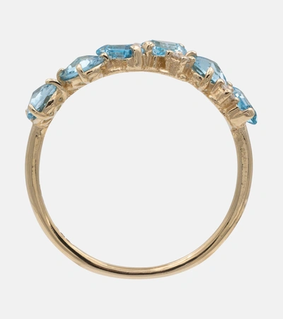 Shop Suzanne Kalan 14ct Yellow Gold Topaz Ring With Diamonds In Blue