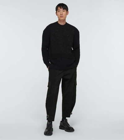 Shop Jw Anderson Tapered Cotton Cargo Pants In Black