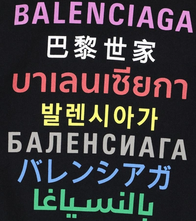 Shop Balenciaga Languages Cotton Jersey Hoodie In Black