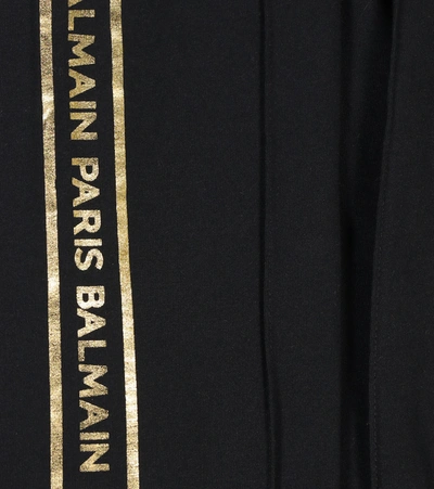 Shop Balmain Logo Cotton Trackpants In Black