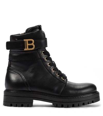 Shop Balmain B Buckle Leather Boots In Black