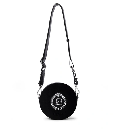 Shop Balmain Logo Crossbody Bag In Black