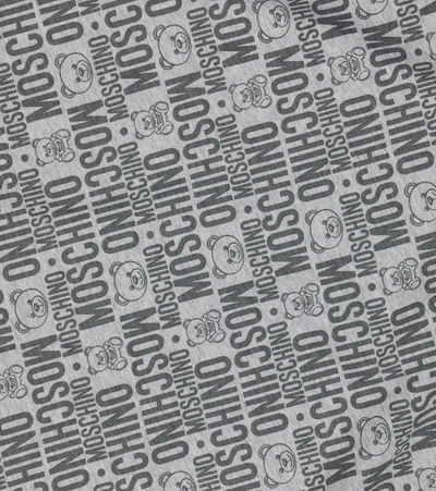 Shop Moschino Baby Printed Cotton Blanket In Grey