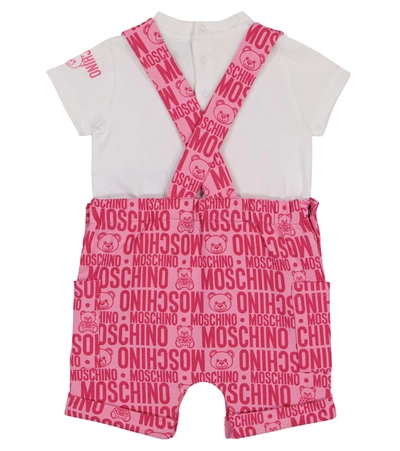 Shop Moschino Baby Stretch-cotton T-shirt And Overalls Set In Pink
