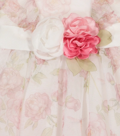 Shop Monnalisa Floral-printed Tulle Dress In Pink