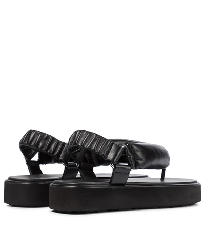 Miu Miu 40mm Padded Leather Thong Sandals In Black