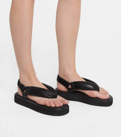 Miu Miu 40mm Padded Leather Thong Sandals In Black