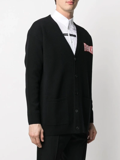 Shop Givenchy Intarsia-knit Logo V-neck Cardigan In Black