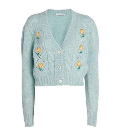 Shop Alessandra Rich Alpaca-mohair Embroidered Cardigan