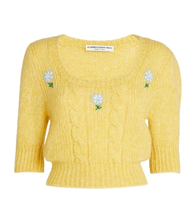 Shop Alessandra Rich Alpaca-mohair Embroidered Sweater