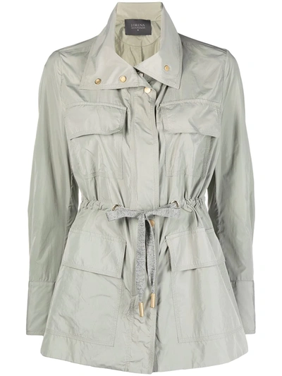 Shop Lorena Antoniazzi Tie-waist Windbreaker Jacket In Grey