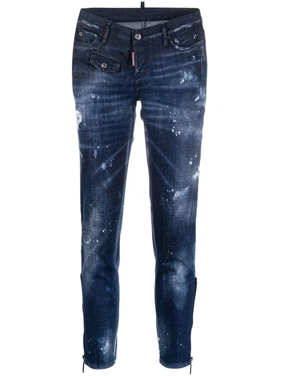 Shop Dsquared2 Jennifer Cropped Skinny Jeans In Blue