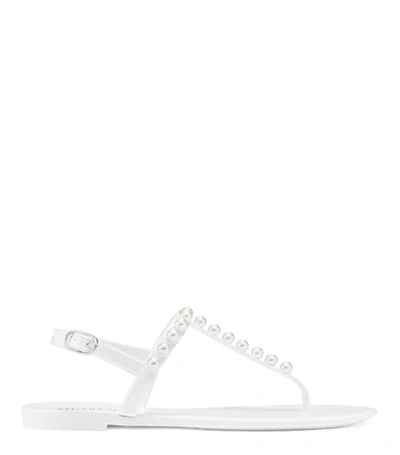 Shop Stuart Weitzman Goldie Jelly In White Shine Rubber