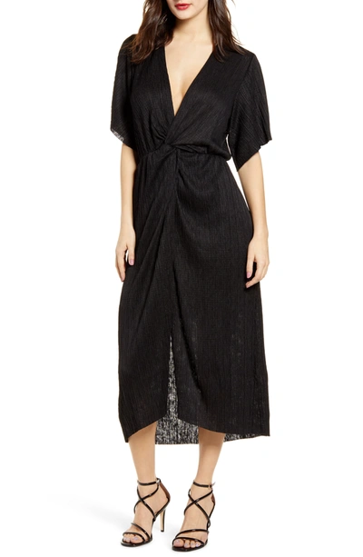 Shop All In Favor Dolman Plissé Midi Dress In Black